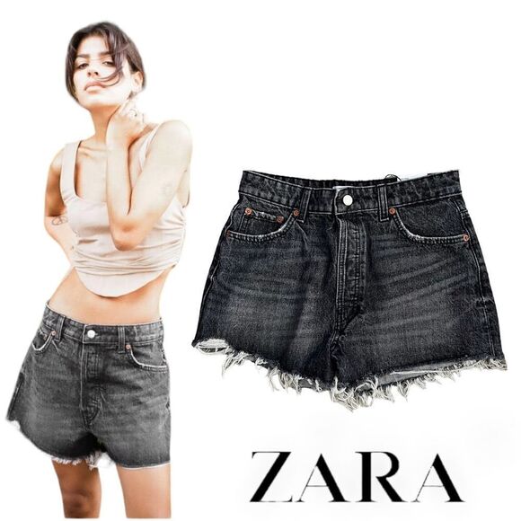 ZARA | Anthracite Gray | STRAIGHT CUT SHORTS - Picture 1 of 8